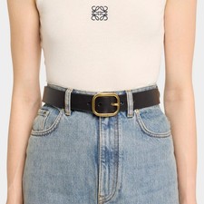 LOEWE Rounded Soft Belt in Black Classic Calfskin Leather Size 90