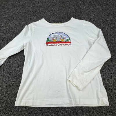 Bechamel Shirt Womens Medium Seasons Greetings Holiday Long Sleeve Embroidered