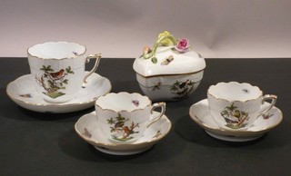 srt4/8 Herend Hungary Rothschild 2 Mokkatassen 1 Kaffeetasse 1 Herzdose