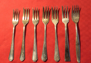 4. Sieben antike Kuchengabeln 109 Gramm Tafelsilber 800er Silber