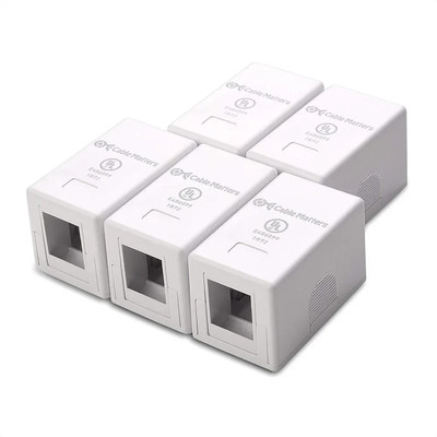 Cable Matters 5-Pack 1-Port Keystone Jack Surface Mount Box in White