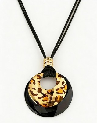 Men's Simple Two-color Splicing Circular Pendant Rope Necklace Sweater Versatile