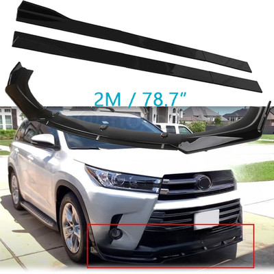 Front Bumper Lip Splitter Spoiler Glossy Black For Toyota Highlander 17-2019