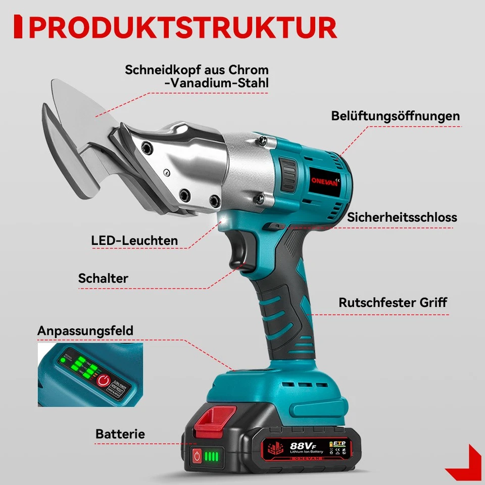 Für Makita Akku Blechschere Akkuschere Elektrisch Schere Blechschneider + Koffer - Bild 4 von 4