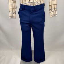 Wright Bell Bottom Pants Mens 31 32 Polyester Leisure Suit Disco Vintage 60s 70s