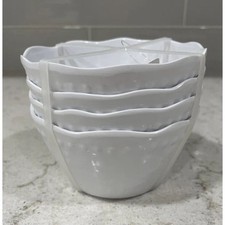 Set 4 TOMMY BAHAMA White MELAMINE Small 4.5” Bowls Hobnail Dip Appetizer Dessert