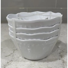 Set 4 TOMMY BAHAMA White MELAMINE Small 4.5” Bowls Hobnail Dip Appetizer Dessert