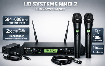 LD Systems HHD 2  | U505 R2 Empfänger + 2 x Mic | 584-608MHz - Funksystem Set