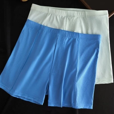 Boxer en soie glacée homme sous vêtement L-4XL taille moyenne ample homewear - Photo 1/4
