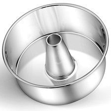 P&P CHEF Angel Food Cake Pan, 10 Inch Pan Round Baking 10 Inch, Silver