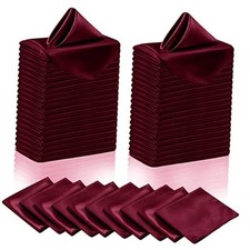 60 Pieces Satin Napkins - 20x20 Inches Cloth 20" x 20" Set of 60 Maroon