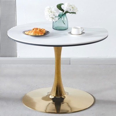 31.5'' Tulip Table Golden White MDF Top Dining Table for 2-4