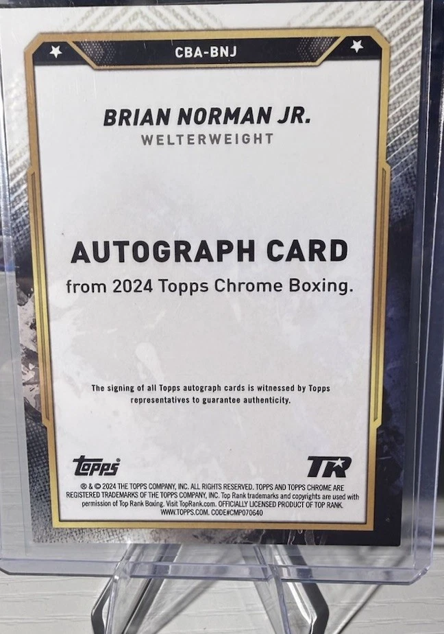 2024 Topps Chrome Boxe BRIAN NORMAN JR RC Auto #CBABNJ 🥊 - Imagem 2 de 2