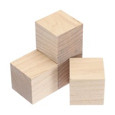 4pcs Wood Blocks, 2.5"x2.5"x2.5" Square Unfinished Wood Cube for DIY