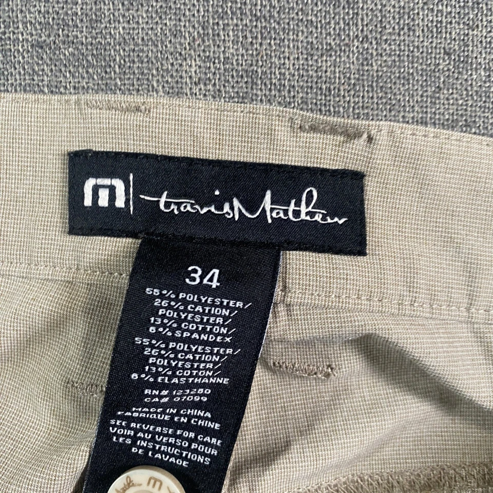 Calça de golfe Travis Mathew masculina desempenho bege tamanho 34x32 frente plana elástica - Imagem 4 de 4