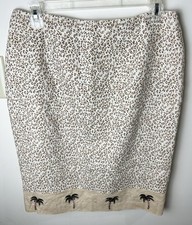 COLECCIÓN SILK CLUB Falda de Lino para Mujer 12 Estampado de Leopardo Cuentas Palmeras