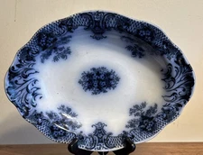 Antique Wood & Sons KESWICK  Flow Blue Staffordshire Potteries Oval Bowl England