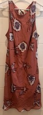 Wild Fable Rust White Purple Floral Short Dress, Sleeveless Tie Size L
