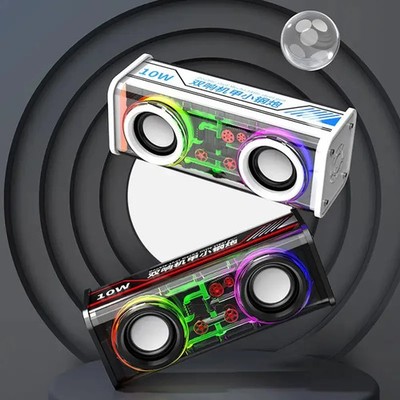 Transparent Meccha Bluetooth 5.0 TWS Wireless Mini Party Bass Speaker RGB
