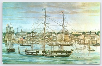 Ship William Hamilton New Bedford Harbor Whaling Museum Chrome Postcard