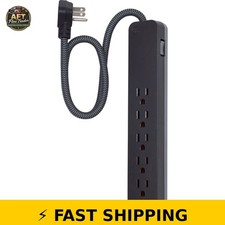 GE Surge Protector Power Strip 6-Outlet with 2ft Extension Cord Black