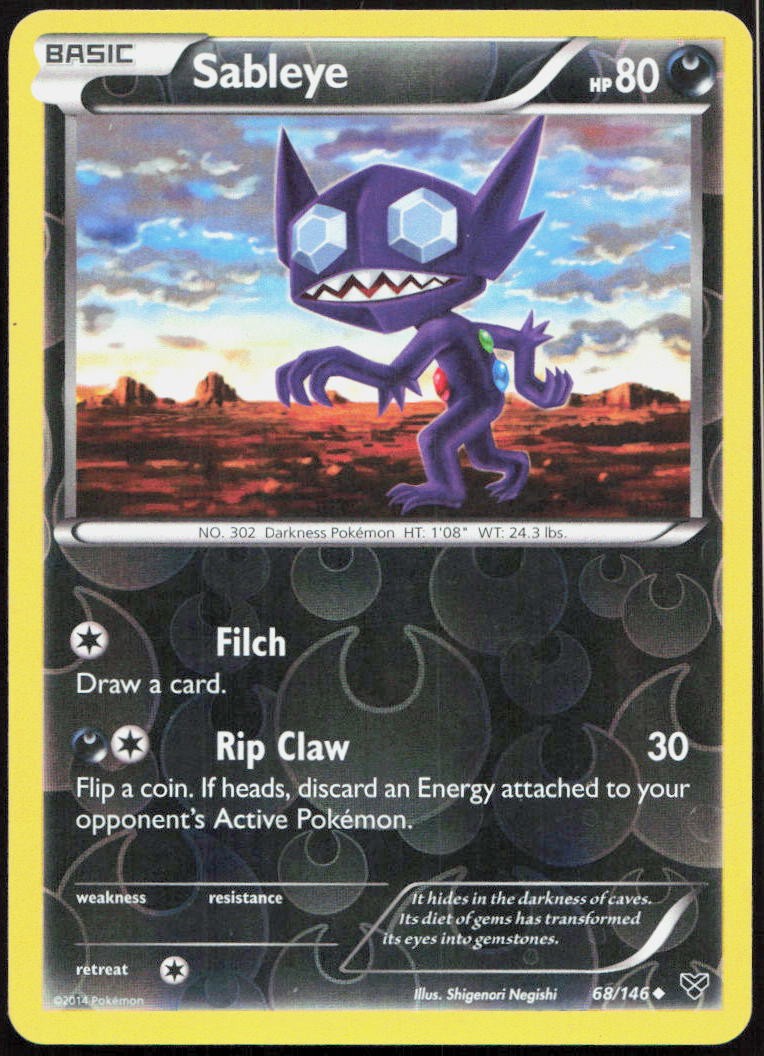 Sableye 68/146 Uncommon XY Base Set Pokemon Reverse Holo Moderately Played