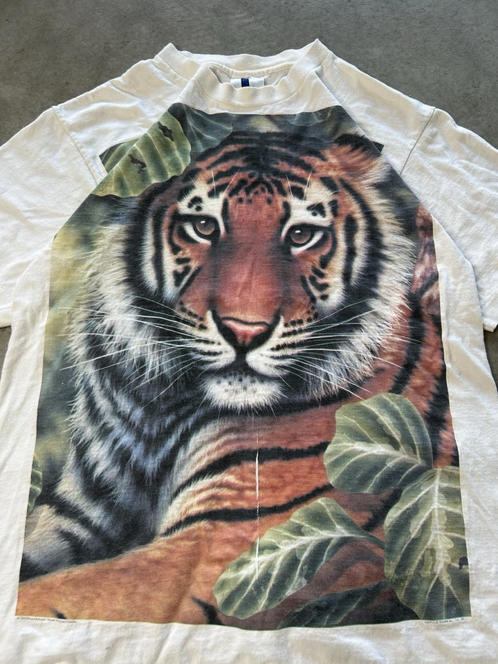 Camiseta de colección 1995 Rainforest Café Tiger gráfica puntada única L 🌴🔥 Foto 2 de 4