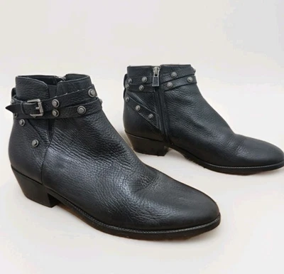 Halogen Lidia Black Genuine Leather Studded Moto Ankle Booties Women's 8.5M - Image 1 of 4
