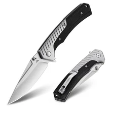 FLISSA Pocket Knife with 3.35" 14C28N Steel Blade Liner Lock with Micarta Handle
