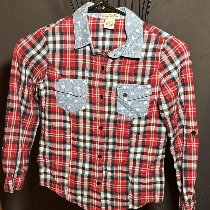 Western Button Up Shirt Girls Size Medium Long Sleeve