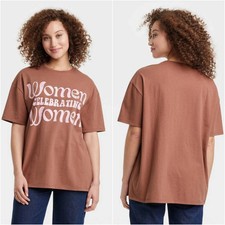 Grayson Threads T-Shirt Top Women’s Medium Celebrating Women Brown Short Sleeve