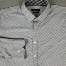 Bugatchi Shirt Mens XL Gray Shaped Fit Nylon Stretch Button Up Long Sleeve