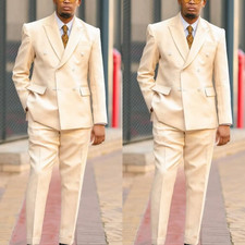 Business Offical Men's Formal Suit Workwear Double Breasted Tuxedo Jacket 2Pcs