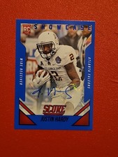 ?#68/99 2015 Score Justin Hardy Blue Auto Autograph Rookie Card Falcons . rookie card picture