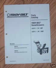 1993/ 1994 TROY-BILT 42010 & 42012 SNOW THROWER PARTS CATALOG 