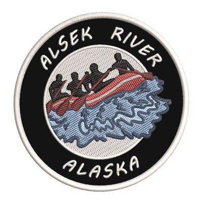 Alsek River Alaska Patch Embroidered Iron-On Applique Water Rafting Nature