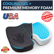 Memory Foam Gel Seat Cushion   Premium Comfort for Office Chairs Black 