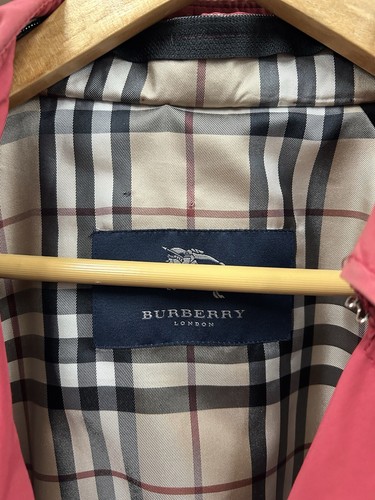 Burberry London Womens Red Nova Check Double Breasted Trench Coat Size 8R Belted - Picture 3 of 20