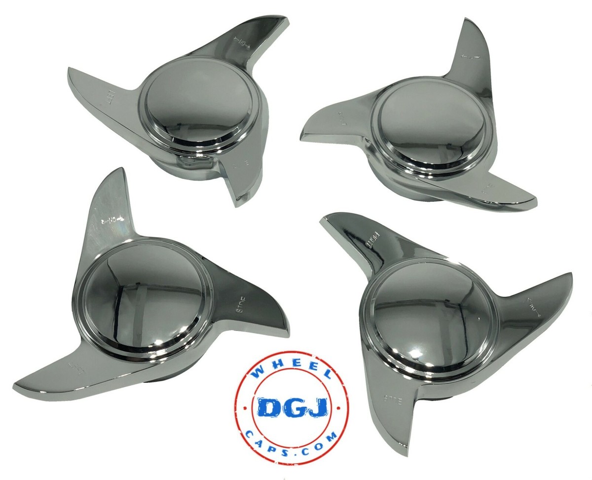 3 Bar Old School Smooth Chrome Knock-Off Spinner Caps for Lowrider