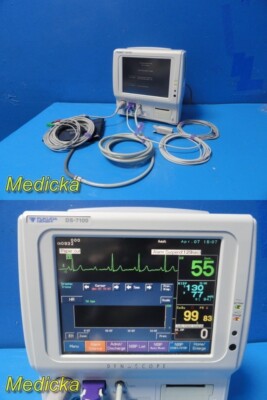 2014 Fukuda Denshi DS-7100 Monitor W/ NEW LEADS (CO2,IBP,NBP,ECG,TEMP,PRI)~31506