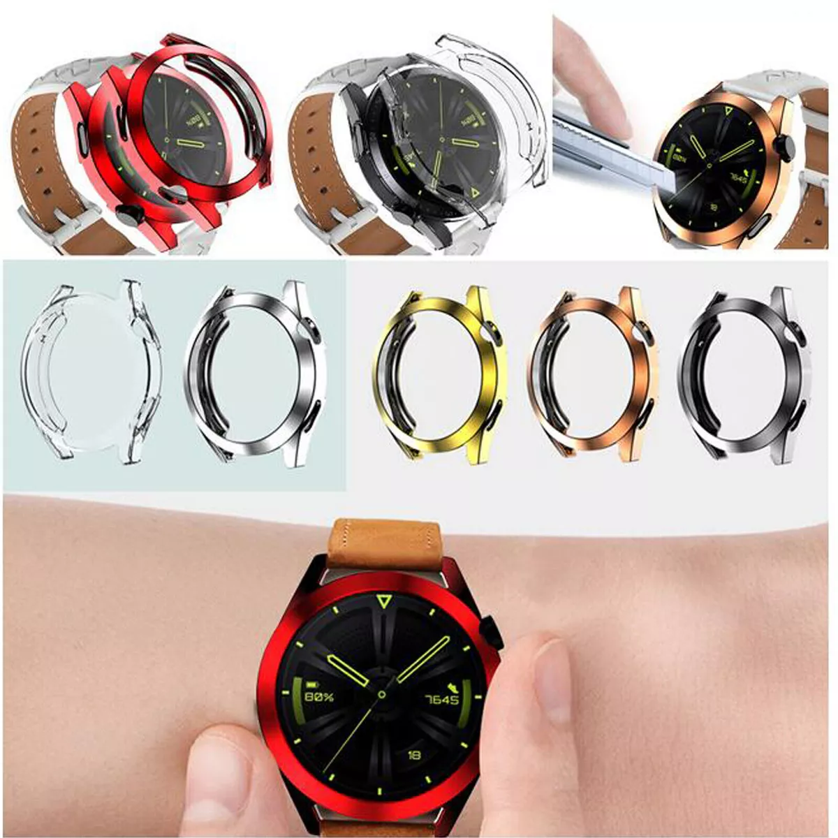 TPU Plating Full Screen Protector Case Cover Skin For Huawei Watch