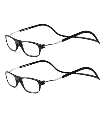 MMOWW 2er Pack Lesebrille Herren Damen - magnetisch verstellbar 2x schwarz +1,5