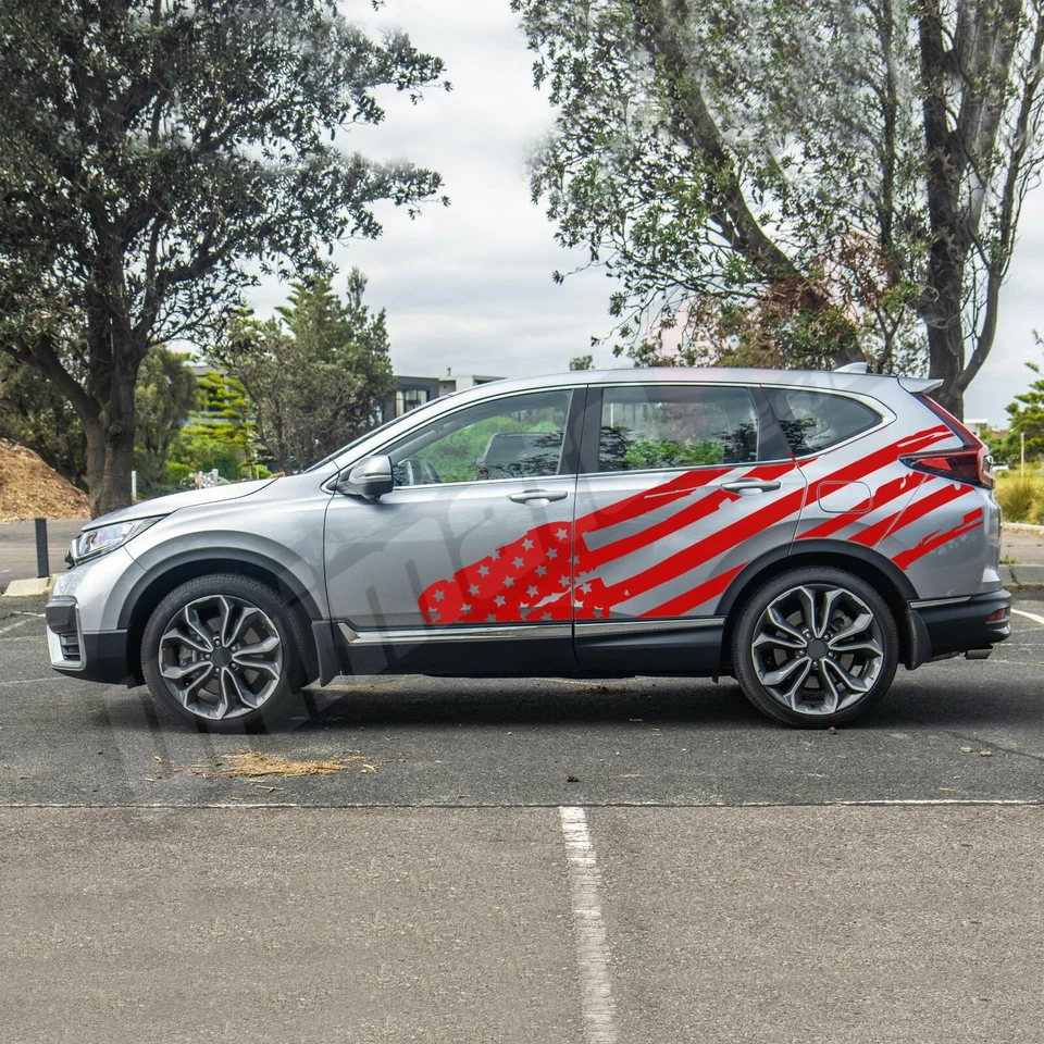 Gráficos para Honda CRV diseños luz de barro calcomanía distorsionada 2021 2022 envoltura bandera de EE. UU. Foto 3 de 4