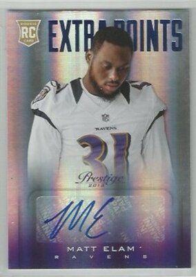 Matt Elam Baltimore Ravens Florida 2013 Prestige RC EXTRA POINTS BLUE AUTOGRAPHS