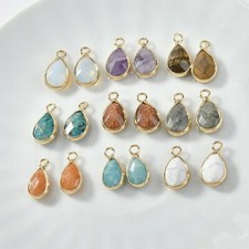 10pcs Natural Gemstone Water Drop Pendant,Quartz Stone TearDrop Charm