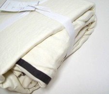 Pottery Barn Belgian Flax Linen Duo Tone Flange Ivory King Cal King Duvet Cover