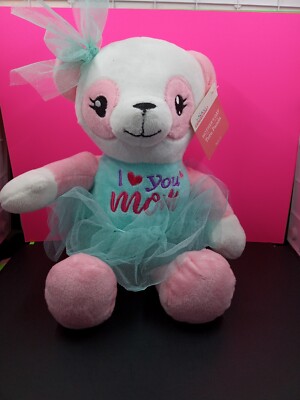 Dan Dee Tutu Panda Bear Plush Heart I Love You Mom Pink Teal Mother's Day New