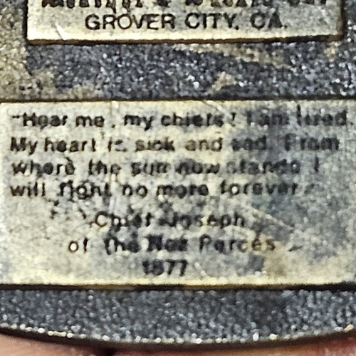 Siskiyou Belt Buckle Native Chief Josph Prayer Nez Perce Bronze Arroyo Grande - Picture 6 of 10