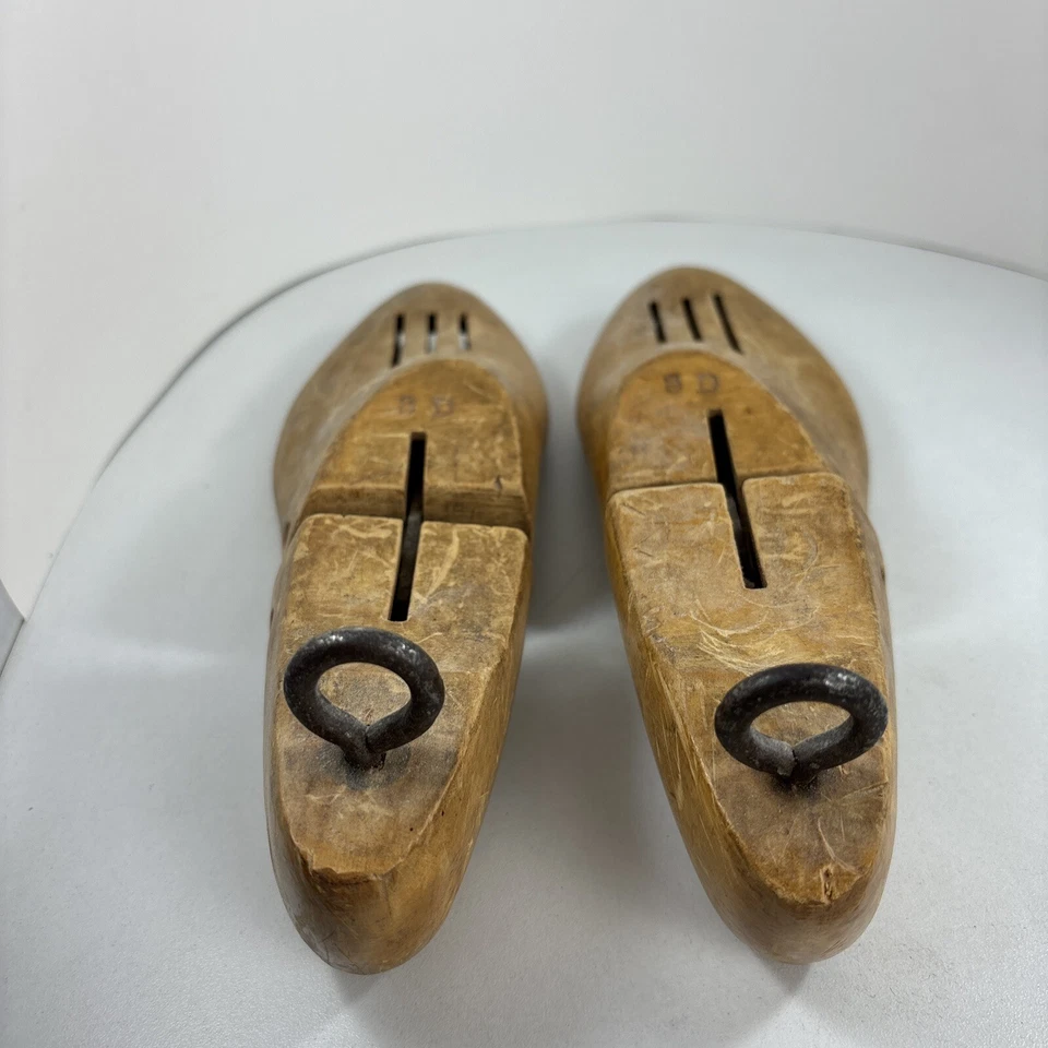 Zapatos de madera maciza vintage con forma de árbol camillas inserción tamaño 8D ventilado con bisagras Foto 4 de 4