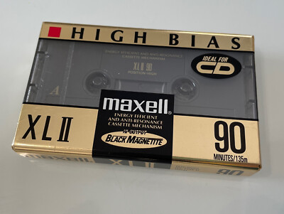 Maxell XL-II 90-minute Blank Audio Cassette - Black Magnetite New